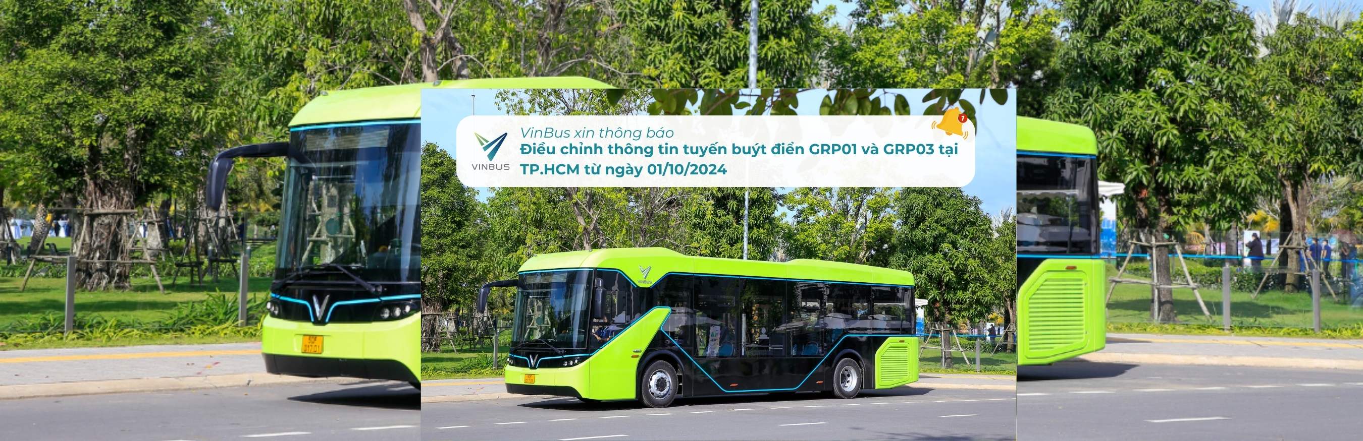 VinBus xin thông báo điều chỉnh tuyến buýt điện GRP01 và GRP03 từ ngày 01/10/2024